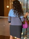 Жіноче комбіноване плаття триколірне розмір: 42-44, 44-46, 48-50, 52-54, 56-58 блакитний-св.графіт-т.графіт, 42/44 | 6253210 | фото 2
