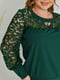 Жіноча блузка ошатна вставки гіпюр розмір: 52-54, 56-58, 60-62, 64-66 зелений, 52/54 | 6253213 | фото 2