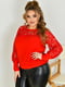 Жіноча блузка ошатна вставки гіпюр розмір: 52-54, 56-58, 60-62, 64-66 червоний, 52/54 | 6253217 | фото 2