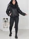 Жіноча куртка демісезонна чорного кольору еко шкіра на синтепоні 80 розмір: 46-48, 50-52, 54-56, 58-60 | 6253247 | фото 4