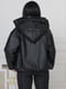 Жіноча куртка демісезонна чорного кольору еко шкіра на синтепоні 80 розмір: 46-48, 50-52, 54-56, 58-60 | 6253247 | фото 2