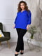 Жіночий брючний костюм-двійка блузка штани розмір: 52-54, 56-58, 60-62, 64-66 синій, 52/54 | 6253263 | фото 3