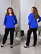 Жіночий брючний костюм-двійка блузка штани розмір: 52-54, 56-58, 60-62, 64-66 синій, 52/54 | 6253263 | фото 4