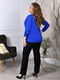 Жіночий брючний костюм-двійка блузка штани розмір: 52-54, 56-58, 60-62, 64-66 синій, 52/54 | 6253263 | фото 2