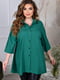 Жіноча класична блузка подовжена вільного фасону розмір: 52-54, 56-58, 60-62, 64-66 зелений, 52/54 | 6253270