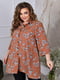 Жіноча класична блузка подовжена вільного фасону розмір: 52-54, 56-58, 60-62, 64-66 коричневий, 52/54 | 6253276