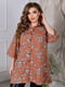 Жіноча класична блузка подовжена вільного фасону розмір: 52-54, 56-58, 60-62, 64-66 коричневий, 52/54 | 6253276 | фото 2