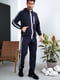 Чоловічий спортивний костюм весна-осінь двонитка пеньє кофта на блискавці розмір: 50, 52, 54, 56 50, темно-синій | 6253315 | фото 5