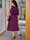Жіноче плаття вільного міді однотонне з поясом розмір: 42-44, 44-46, 48-50, 52-54, 56-58 фіолетовий, 42/44 | 6253333 | фото 3