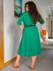 Жіноче плаття вільного міді однотонне з поясом розмір: 42-44, 44-46, 48-50, 52-54, 56-58 зелений, 42/44 | 6253334 | фото 3
