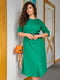 Жіноче плаття вільного міді однотонне з поясом розмір: 42-44, 44-46, 48-50, 52-54, 56-58 зелений, 42/44 | 6253334 | фото 2