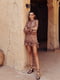 Платье А-силуэта персикового цвета в принт | 6257881 | фото 4