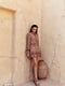 Сукня А-силуету персикового кольору в принт | 6257881 | фото 6