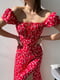 Сукня А-силуету червона в принт | 6259390 | фото 2
