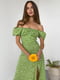 Сукня А-силуету зелена в принт | 6259408 | фото 2
