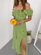 Сукня А-силуету зелена в принт | 6259408 | фото 3