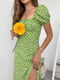 Платье А-силуэта зеленое в принт | 6259408 | фото 4
