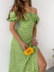 Платье А-силуэта зеленое в принт | 6259408 | фото 7