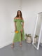 Платье А-силуэта зеленое в принт | 6259408 | фото 9