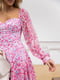 Сукня А-силуету рожева в принт | 6261859 | фото 2