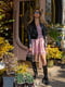 Платье А-силуэта розовое в цветочный принт | 6261974