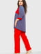 Блуза червоно-синя в принт | 6262225 | фото 3
