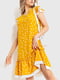Платье А-силуэта горчичного цвета в горошек | 6262555 | фото 2