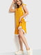 Платье А-силуэта горчичного цвета в горошек | 6262555 | фото 3