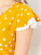 Платье А-силуэта горчичного цвета в горошек | 6262555 | фото 5