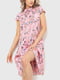 Сукня А-силуету рожева в принт рожева в принт | 6262588 | фото 2