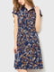 Сукня А-силуету синя в принт | 6262591 | фото 2