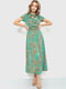Платье А-силуэта зеленое в принт | 6262595