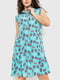 Платье А-силуэта бирюзового цвета в принт | 6262609 | фото 2