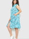 Платье А-силуэта бирюзового цвета в принт | 6262610 | фото 3