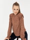 Блуза коричневая с принтом | 6263779 | фото 4