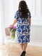 Платье-футляр бело-синее с цветочным принтом | 6271684 | фото 3