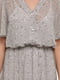 Платье А-силуэта серое в цветочный принт шифоновое | 6271697 | фото 3