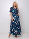 Сукня А-силуету синя з квітковим принтом | 6271709 | фото 3