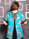 Блуза бирюзовая с цветочным принтом | 6271766 | фото 4