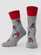 Шкарпетки сіро-червоні з малюнком | 6275605 | фото 2
