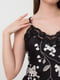 Рубашка ночная черня с цветочным принтом | 6275644 | фото 4
