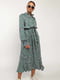 Сукня А-силуету зелена з візерунком | 6269832 | фото 3