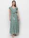 Сукня А-силуету зелена в принт | 6276288 | фото 2
