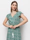 Платье А-силуэта зеленое в принт | 6276288 | фото 3