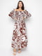 Платье А-силуэта бело-коричневое в принт | 6276327 | фото 2