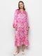Платье А-силуэта розовое в принт | 6276425