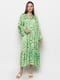 Платье А-силуэта зеленое в принт | 6276436