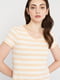 Платье-футболка персикового цвета в полоску | 6279521 | фото 3