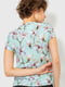 Блуза бирюзовая с цветочным принтом | 6280108 | фото 4
