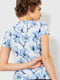 Блуза голубая с цветочным принтом | 6280109 | фото 4